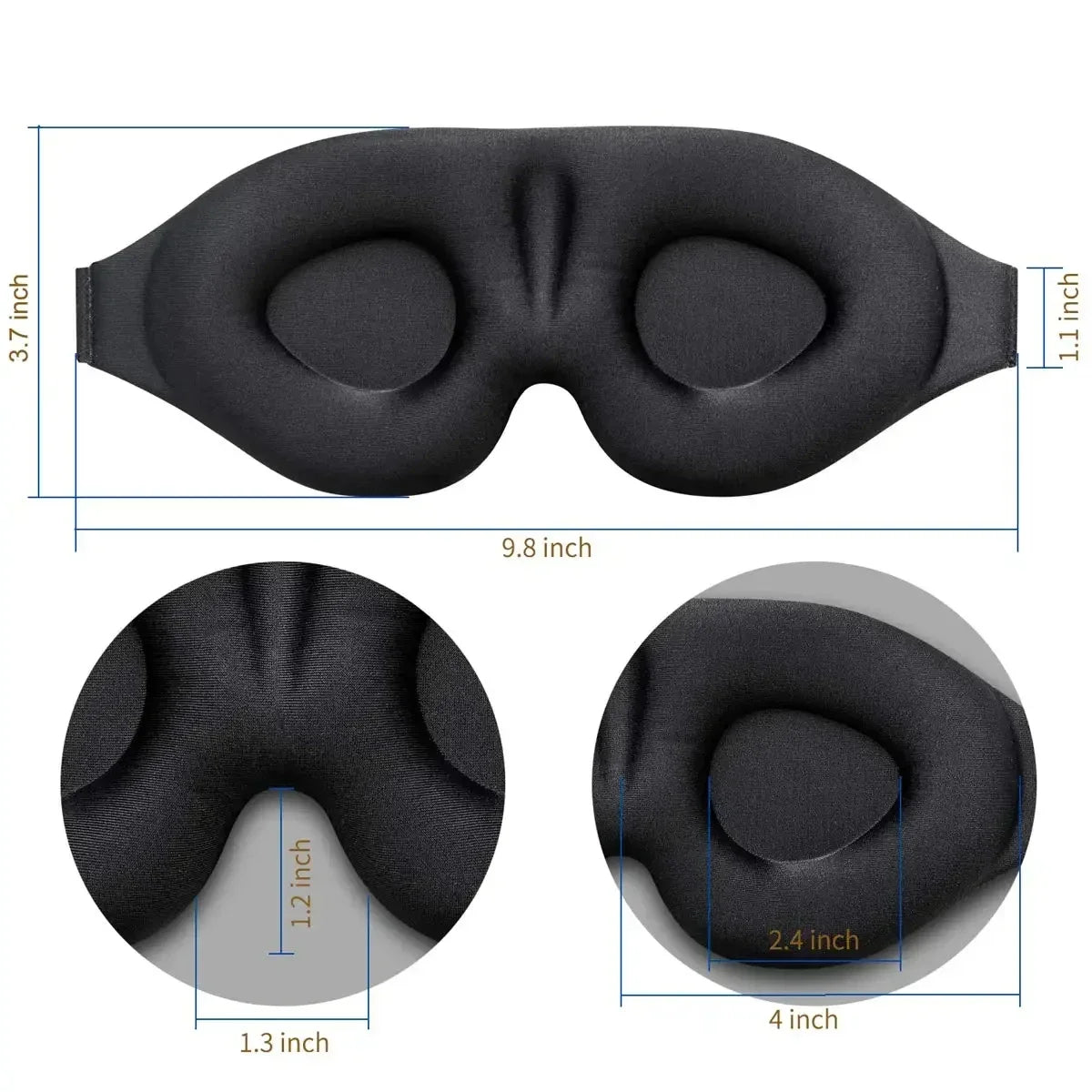 Blindfold Sleeping Eye Mask 3D Contoured Cup Blindfold Concave Molded Night Sleep