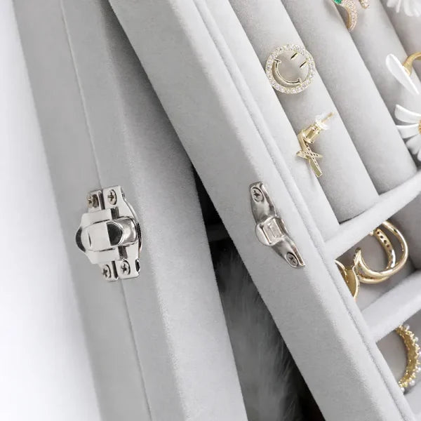 Mistico Velvet Carrying Case With Glass Cover Jewelry Ring Display Box Tray Holder Storage Box Organizer Earrings Bracelet Showcase